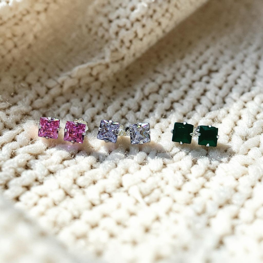 Silver Tops with zircon stones