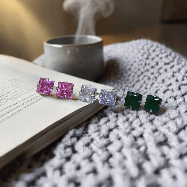Silver Tops with zircon stones