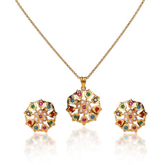 Elegant Naurattan Pendant Set