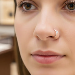 Pure Silver Zircon Nose Ring — 10mm Hoop | Authentic Silver