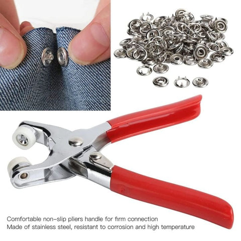 High-Quality Metal Tich Button Tool Kit with 100 Abaya Ring Buttons