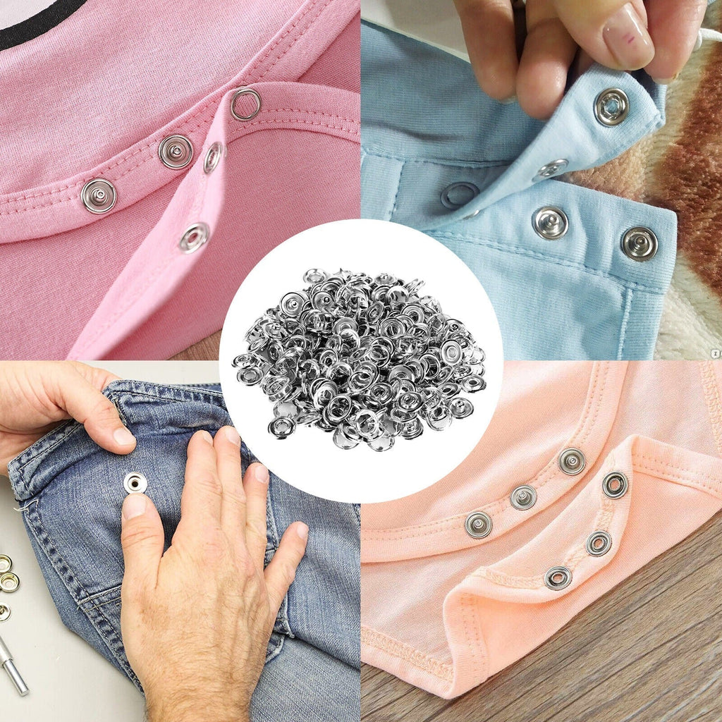 High-Quality Metal Tich Button Tool Kit with 100 Abaya Ring Buttons